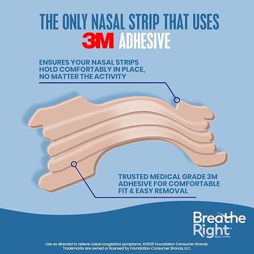 Breathe Right Extra Strength Nasal Strips, Menthol Scented, Drug Free, Less Snoring & Better Breathing from Nasal Congestion, Tan, 26 Count thumbnail 7
