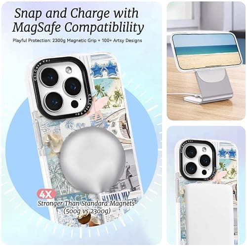 ChiCaseVer for iPhone 16 Case, Tropical Beach Collage Pattern, Fun Soft Slim TPU Compatible with MagSafe, Military-Grade Drop Protection & Camera Protection for Women Girls thumbnail 2