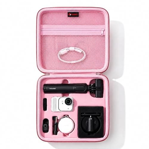 XANAD Hard Case for Insta360 GO Ultra/GO 3S/GO 3 Action 4K Vlog Camera,Pink | Carrying Cases for Insta360 GO Ultra/GO 3S /GO 3 Action Vlogging 4k Cameras Accessories with Rubber Hand Strap-Travel Partner - Image 1