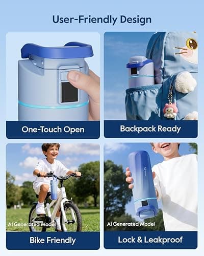 WATERH BOOST Kids Smart Water Bottle with Reminder & Tracker, 16oz | BPA-Free, Vacuum Insulated Stainless Steel, 24H Cold & 12H Hot, DIY Fridge Magnets, Rubber Base, Ideal for Travel & Camping thumbnail 4