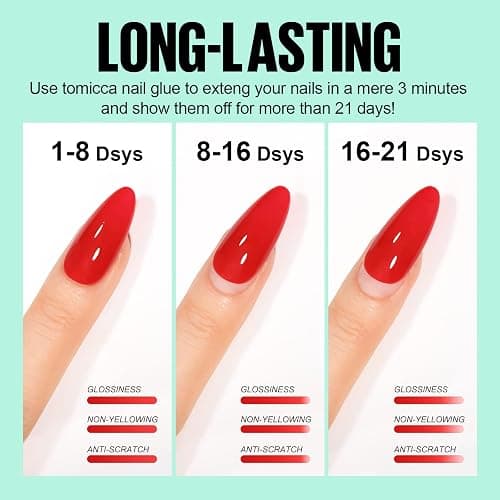 TOMICCA Colle Faux Ongles-2PCSx15ml| Colle Ongle Capsule Gel UV,Gummy Base Gel Pour Pose Américaine Ongles Capsules, Nail Extend Durcissement Nécessaire UV-4 en 1 thumbnail 5