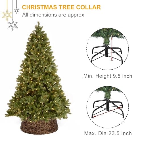 SUNNYPARK Christmas Tree Collar, 23.5’’ Hand-Woven Natural Water Hyacinth Christmas Tree Collar Basket Base Cover - Chestnut Brown thumbnail 4