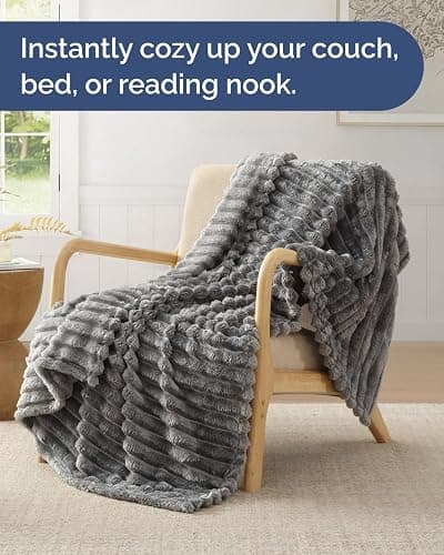 Super Soft Fleece Blanket Throw Size - Fleece Throw Blanket for Bed, Couch & Chair - Cozy, Warm & Breathable - All Season Fuzzy, Cute, Microplush Bedding for Women, Men and Teens - 50x60, Dark Grey thumbnail 5