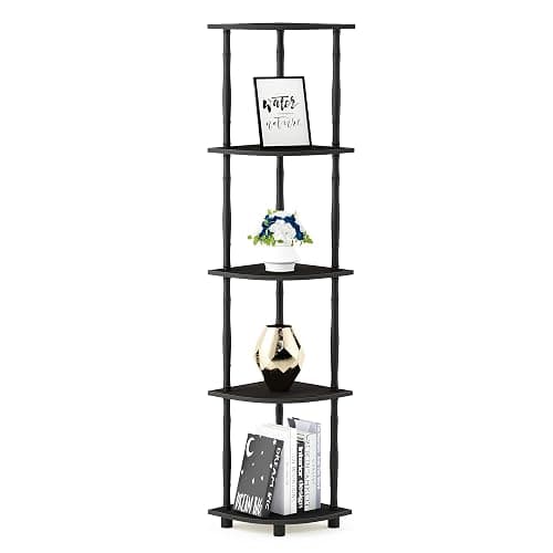 Furinno Turn-N-Tube 5 Tier Corner Display Rack Multipurpose Shelving Unit with Classic Tubes, Espresso/Black (18035EX/BK) thumbnail 5