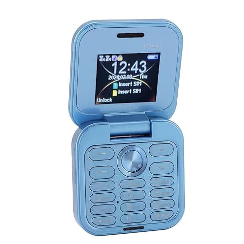 Brrnoo Flip Small Cell Phone Dual Nano SIM Media Player HD Rear Camera LED Flashlight GSM Network Seniors (Blue) thumbnail 2