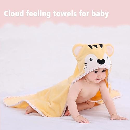 TBEZY Baby Hooded Towel with Unique Animal Design Ultra Soft Thick Cotton Bath Towel for Newborn (Tiger) thumbnail 4
