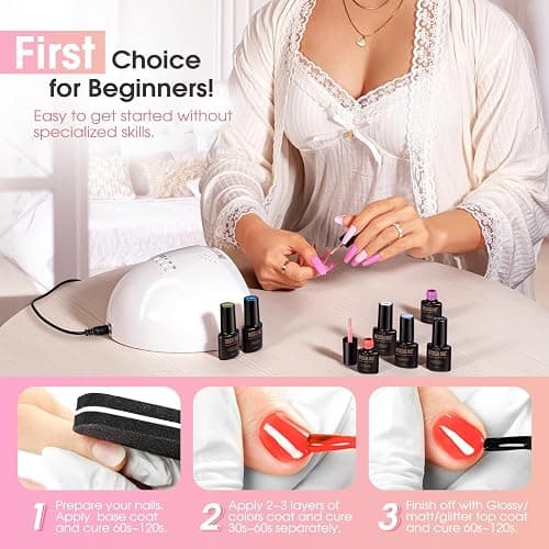 ROSALIND Vernis Semi Permanent, 48 Pièces Blanc Rose Pourpre Jaune Orange Rouge Couleurs Vernis Gel Bleu Gris Vert Marron Noir, Soak-off Mini UV/LED Vernis à Ongles Semi-permanent Manucure Kit thumbnail 7