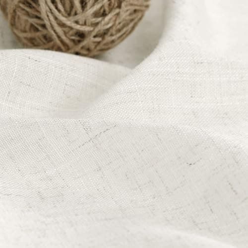 Cream Linen Back Tab Curtains 84 Inch Length for Living Room 2 Panel Set Neutral Modern Farmhouse Window Privacy Semi Sheer Linen Drapes Rustic Pinch Pleated Look Curtain Natural Ivory Colored thumbnail 5