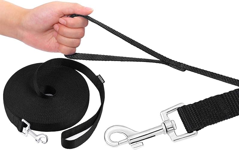 AMAGOOD Dog/Puppy Obedience Recall Training Agility Lead-15 ft 20 ft 30 ft 50 ft Long Leash-for Dog Training,Tie Out,Play,Safety,Camping (15 feet, Black) thumbnail 2