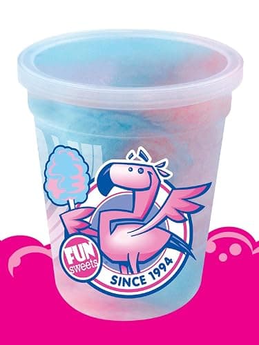 Fun Sweets Cotton Candy 4-Pack - Blue Raspberry and Cherry Swirl Flavor CottonCandy in 1.5 oz Tubs - Individual Carnival Cotton Candy Tubs thumbnail 6