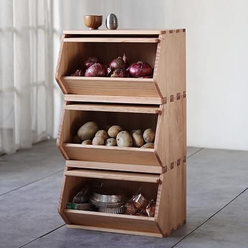 unununu Stackable Solid Wood Storage Chests,Hall Entryway Cabinet,Modular Wooden Multi-use Box,Bins with Lids,Closet Storage Organizers,Drawers,Potato,Onion,Bread,Classify by Items,19.5”W(3 Pack) thumbnail 5