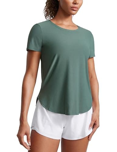 CRZ YOGA Cloudweight Workout Tops for Women Lightweight Athletic Short Sleeve Shirts Gym Running Side Slit T-Shirts - Image 1
