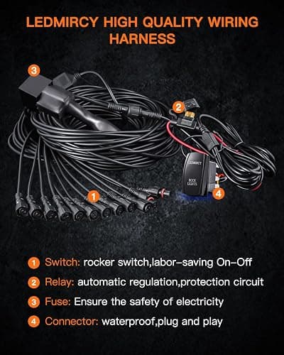 LEDMIRCY R1 Pure White LED Rock Lights Kit with Roker Switch Wire Harness 12PCS High Power Rock Lights White for Trucks Off Road ATV UTV SUV Underglow Trail Rig Light Under Body Waterproof Light thumbnail 7