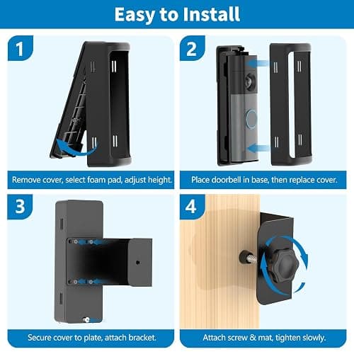 Anti-Theft Ring/Blink Doorbell Mount for 2026 Newest Ring Battery Doorbell/Plus/Pro (2nd Gen), No-Drill Camera Doorbell Kits, Non-Blocking Motion Sensor, Accessories for Apartment & Rental, Black thumbnail 7