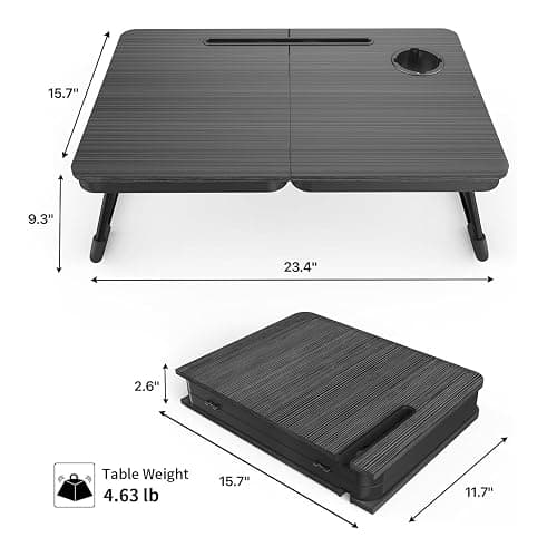 BUYIFY Foldable Laptop Bed Desk for Couch, Sofa - Large Lap Desk Tray Table with Cup Holder and Tablet Slot - Portable Notebook Stand for Eating, Writing, Studying and WFH -NEW-006 thumbnail 3