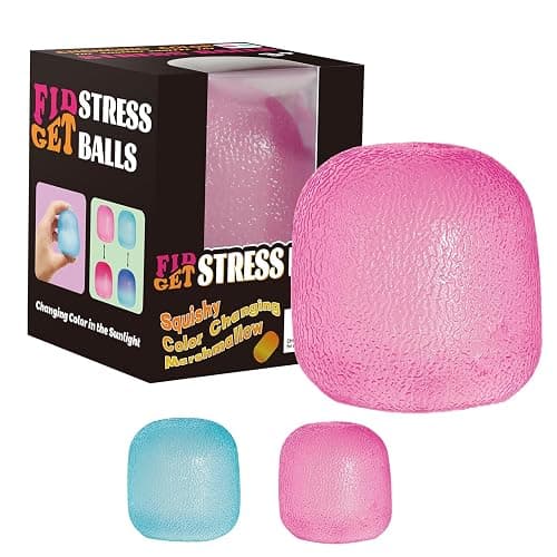 Fidget Toys Stress Balls for Kids & Adults - Changes Color in The Sun - Malt Sugar Squishy Fidget Toys - Slow Rise Gel Ball - Stretchy Squeeze Stress Relief Balls for Anxiety - Image 1