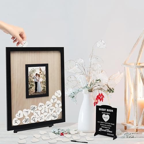 HYMENEX Wedding Guest Book Alternative, Guest Book Wedding Reception, Wedding Guest Book with Wooden Hearts Guest Book Signs for Wedding Anniversary Birthday Party Baby Shower thumbnail 5