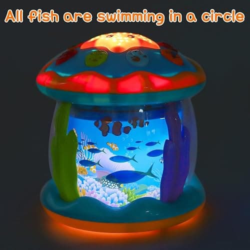 Tsomtto Baby Toys Ocean Projector Rotating Musical Learning Toys | Light Up Tummy Time Toys for Infants Baby Aquarium Crawling Walking Toys Newborn Must Have Boy Girl Birthday Shower Gifts thumbnail 8