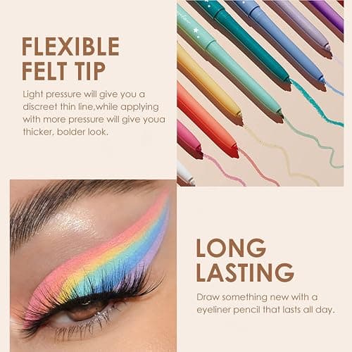 12 Colors Eyeliner Set - Matte Colored Gel Eyeliner Pencils, Waterproof, Smudge-Proof, Long-Lasting Gel Pencils - Natural Eye Liner for Older Women, lapiz de ojos delineador de ojos contra el agua thumbnail 3