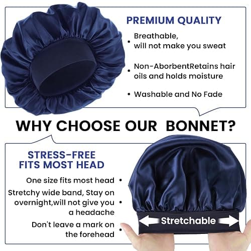 WLLHYF Silk Bonnet for Men, Satin Bonnet Elastic Band Silk Sleep Cap Soft Adjustable Hair Cap Hair Wrap for Women Sleeping thumbnail 3