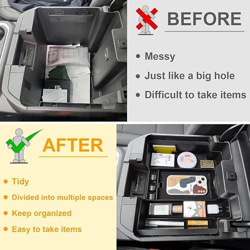 PIMCAR Full Size Center Console Organizer for 2019-2022 Chevy Silverado/GMC Sierra 1500 & 2020-2023 Silverado/Sierra 2500 HD 3500 HD Accessories-Full Console w/Bucket Seats ONLY thumbnail 3