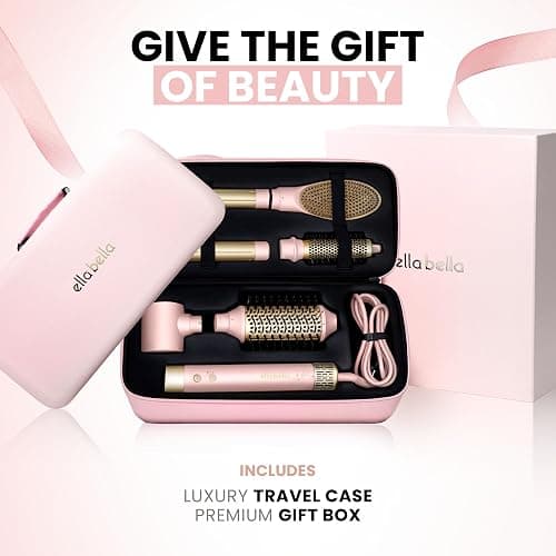 ELLA BELLA® 6 in 1 Professional Hot Air Styler • Powerful Hair Dryer & Straightener Set • Styling Without Heat Damage • Fast Drying Curling Volumizing Straightening • Includes Protective Travel Case thumbnail 7