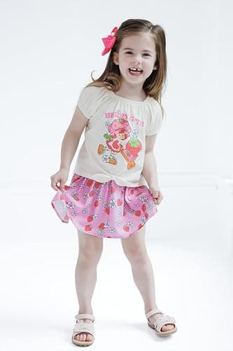 Strawberry Shortcake Girls Square Neck T-Shirt and Smocked Skirt Outfit Set Toddler to Big Kid Sizes (2T - 10-12) thumbnail 2
