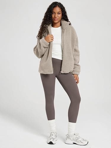 ODODOS Women's Sherpa Fleece Full-Zip Jacket Long Sleeve Coat Soft Warm Cinchable Outerwear with Pockets thumbnail 5