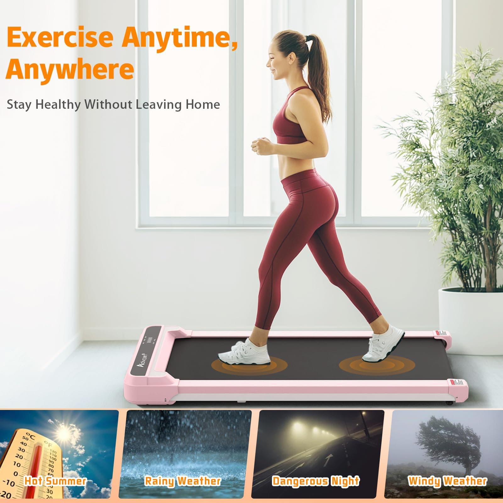 Advwin 3 in 1 Walking Pad Treadmill, Under Desk Treadmill for Home, Compact Portable Electric Walking Jogging Machine with Shock Absorption|Non-Slip|LED Display|Quiet Motor|120KG Capacity thumbnail 2