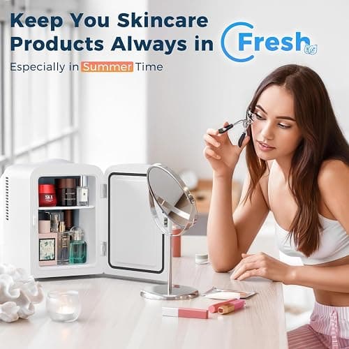Antarctic Star Compact Refrigerator, Portable Mini Fridge, Skin Care 4L Capacity/6 Cans, for Bedroom, Car, Office & Dorm, Small Cooler for Cosmetics, Beverage and Food, White thumbnail 4