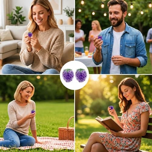 2 PCS Grape Squishy, Big Grape Squishy for Emotions Relief and Sensory Play, Giant with Soft Texture and Durable Material, 8x8x8 Centimeter Size for People thumbnail 7