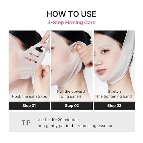 medicube PDRN Pink Tension Up Mask | 3-Step V-line Mask for Contoured-Looking Chin & Jawline | Full-Face Firming Care with Salmon PDRN, NAD & Caffeine | Korean Skincare, 34g x 4ea + Tightening Band thumbnail 6