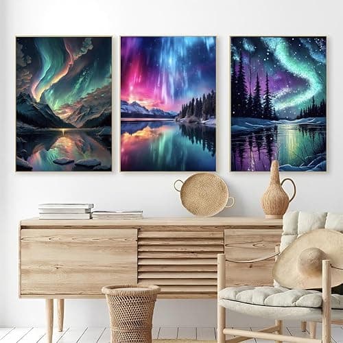 OFRKE Diamond Painting Kits for Adults,3 Pack Aurora Diamond Art for Beginners, Diamond Round 5D Full Drill Paint with Diamonds Pictures Gem Art Painting Kits DIY Crafts Kits 12x16inch thumbnail 2