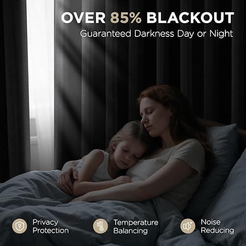 Joydeco Blackout Curtains for Bedroom 84 Inch - Black Out Curtains with Grommets Thermal Insulated Room Darkening Light Blocking, Noise Reducing & Wrinkle-Free Drapes for Living Room Windows, 2 Panels thumbnail 4