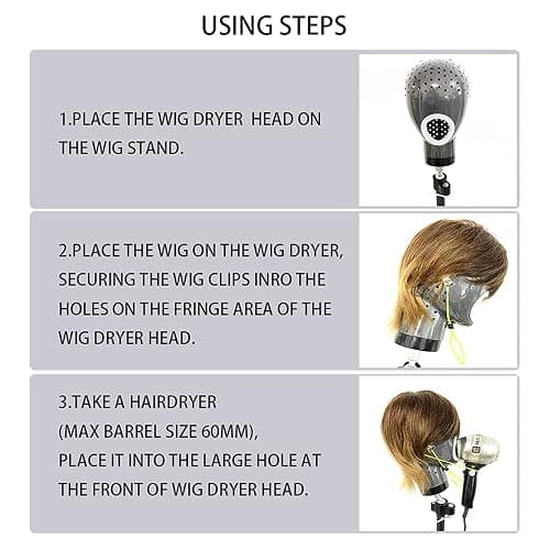 Maxsirui Wig Head Stand - Fresh Holder With Mannequin for Drying and Styling Hair, Scalp Cap Net, Dryer With Holes thumbnail 5