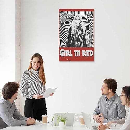 hoxaooi Girl In Red Poster Jahrgang Poster Für Zimmer, Ästhetische Leinwand-Wandkunst, Schlafzimmer-Dekor Poster 12x18inch(30x45cm) thumbnail 5