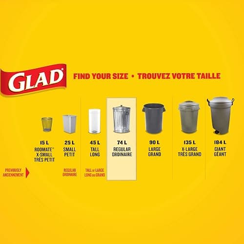 Glad Black Garbage Bags - Regular 74 Litres - 40 Trash Bags Made in Canada of Global Components thumbnail 4