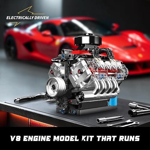 Mould King 10171 V8 Engine Model Kit, Mini V8 Engine Kits That Runs, Build Your Own Car Model Engine with Motor, Collectible Building Blocks for Adults, DIY STEM Construction Toys for Display thumbnail 5