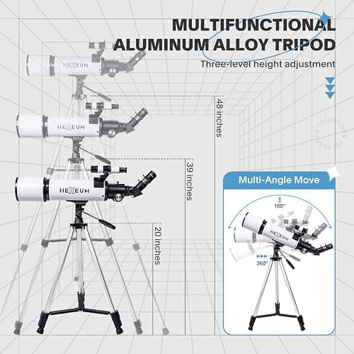 Telescope 80mm Aperture 600mm - Astronomical Portable Refracting Telescope Fully Multi-coated High Transmission Coatings AZ Mount with Tripod Phone Adapter, Wireless Control, Carrying Bag. Easy Set Up thumbnail 5