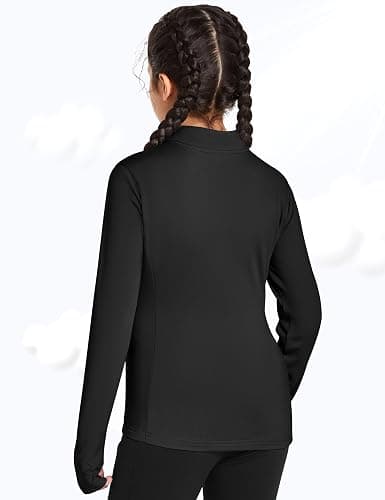 FitsT4 Sports Girls Fleece Long Sleeve Shirts Thumbhole Horse Riding Shirt Kids Equestrain Half Zip Thermal Jacket thumbnail 5