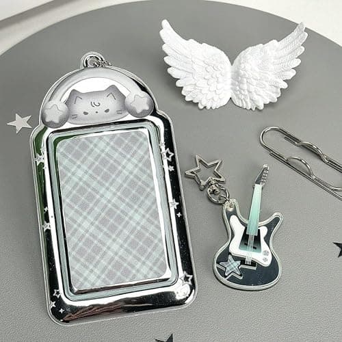 Brxmpn Porte-photocartes, Cadre Transparent avec Porte-clés, Porte-photocartes Chat/Lapin Mignon pour Cartes De Transport, Protection Photo thumbnail 4