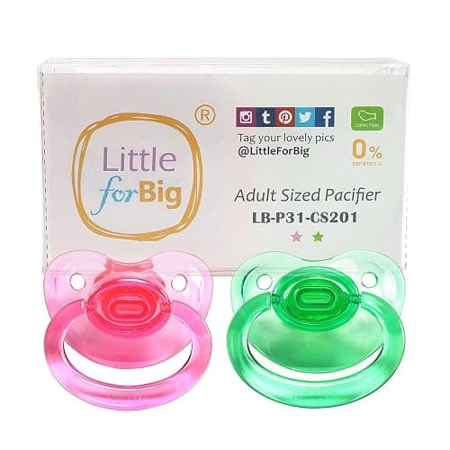 LittleForBig BigShield Adult Sized Pacifier Candy Gloss Pacifiers Set - Pink and Green thumbnail 8