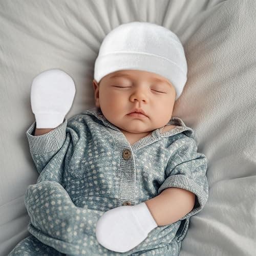 Fecawd Baby Hats and Mittens Newborn Hats Gloves Infant Beanie Soft Cap Mitten Sets for 0-6 Months Boys Girls thumbnail 3
