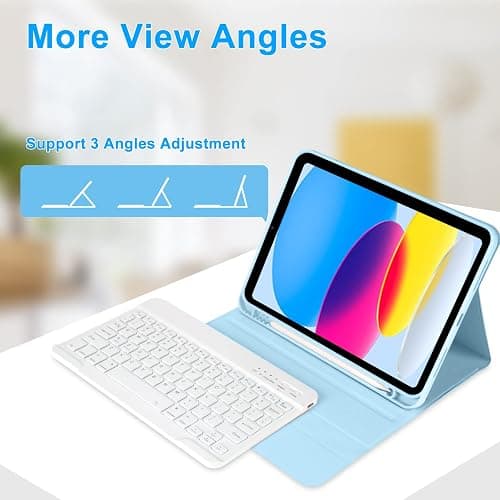 TQQ for iPad 10th Generation Case with Keyboard (10.9", 2022),iPad Keyboard Case for 10.9" 10th Gen, Detachable - Pencil Holder - Flip Stand Cover - Keyboard Case for iPad 10th Gen 10.9 inch 2022 Blue thumbnail 4