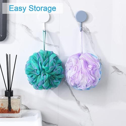 AmazerBath Loofah Sponge 75g/Piece, Exfoliating Bath Sponge Body Scrubber - Loofa Set of 4 Flower Color (Large, Green-Purple) thumbnail 7