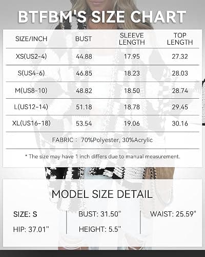 BTFBM Casual Cardigan Sweater for Women Fall 2025 Long Sleeve Open Front Chunky Knit Sweaters Checkered Outwear Coat thumbnail 4