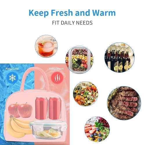 DALINDA Lunch Bag Lunch Box for Women Men, Insulated Lunch Bags Water-Resistant Cute Cooler Lunch Tote Bag, Reusable Large Capacity for Work Travel Picnic thumbnail 6