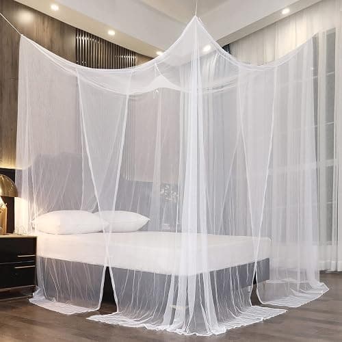 Mengersi Bed Canopy for Full Queen King Size Bed,Canopy Bed Curtains Elegant Mosquito Net,Mosquito Netting for Camping Patio Indoor Outdoor Bug Net,White thumbnail 2