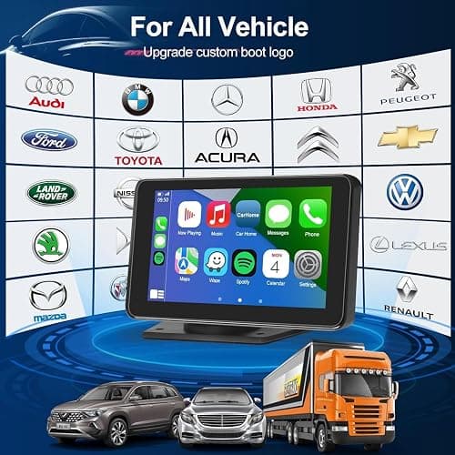 FUNAURORE Wireless CarPlay Screen for Car, 7" Android Auto, Backup Camera | Backup camera with night vision, Bluetooth audio, Mirror link, GPS navigation, Voice control, Portable, Fit all vehicles thumbnail 6