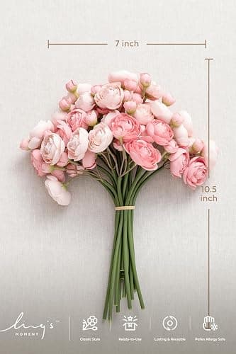 Ling's Moment Ranunkeln Künstliche Blume, Kunstseide Mini Ranunkel Blumen für DIY Blumenstrauß, Bulk Fake Hochzeit Füller Blumen für Tafelaufsätze Arrangements Braut Dusche Dekorationen, Staubige Rose thumbnail 3
